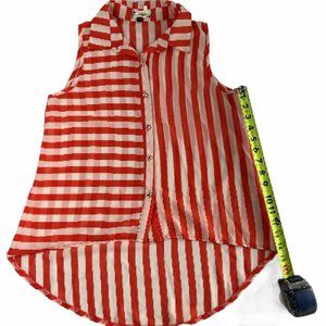 MINGLE Tank Top Sleeveless Shirt Orange White S